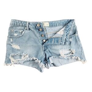 Banjara Light Distressed Denim‎ Cut Off Shorts Button Fly costal cowgirl edgy